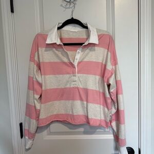 Aerie -‎  Striped Long Sleeve Polo Shirt